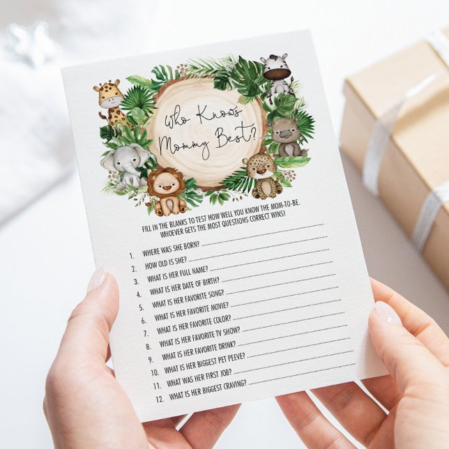 Invitation Jungle Qui Connaît Maman Meilleur Baby shower Cart (Créateur téléchargé)