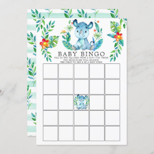 Invitation Jungle Rhino BINGO Baby shower Jeu
