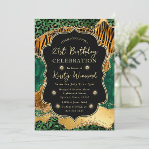 Invitation Jungle Safari Agate Vert & Accents Dorés Anniversa