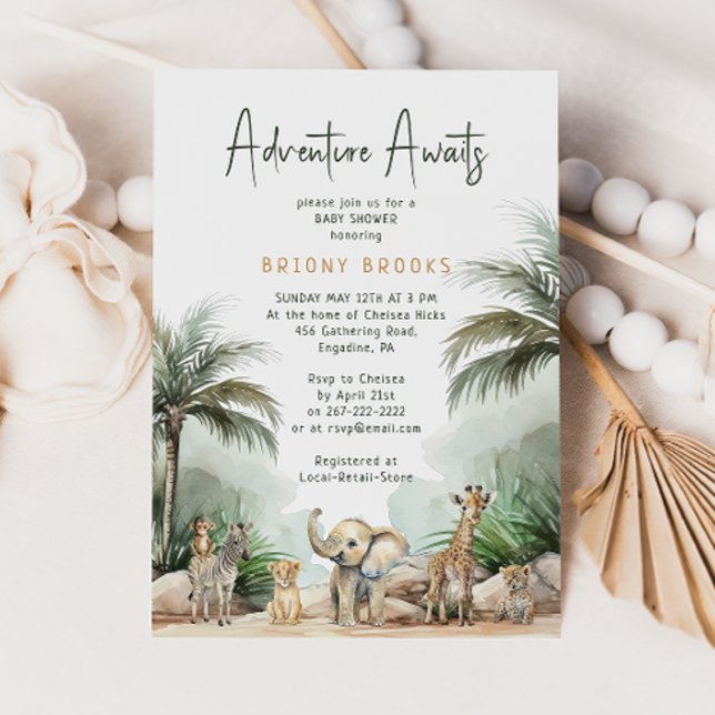 Invitation Jungle Safari Animaux Aventure Attend Baby shower (Créateur téléchargé)