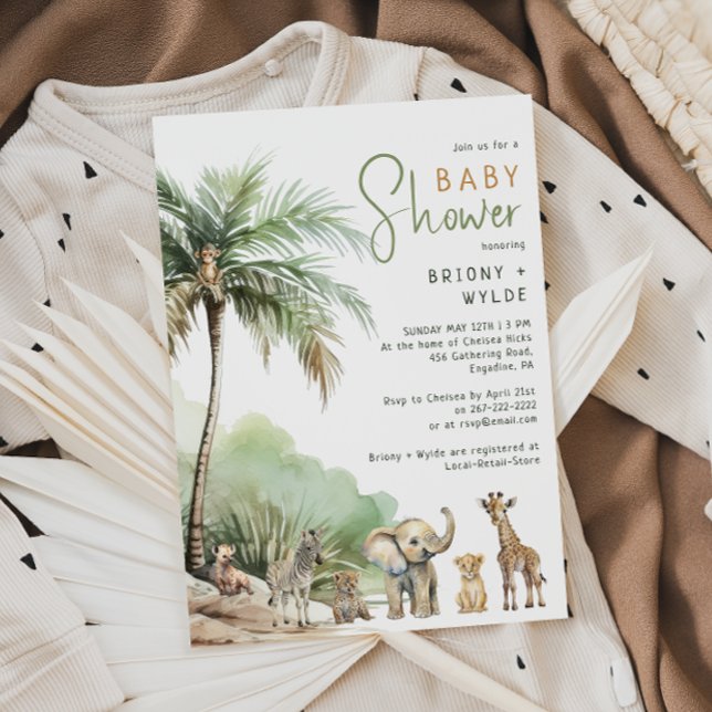 Invitation Jungle Safari Animaux Baby shower Couples (Créateur téléchargé)