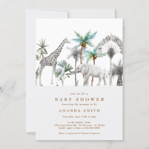 Invitation Jungle Safari Animaux Baby Shower Moderne pour Gar