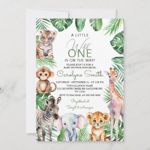 Invitation Jungle Safari Animaux Baby shower verdoyant