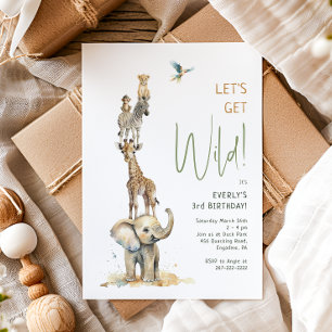 Invitation Jungle Safari Animaux "Let's Get Wild"