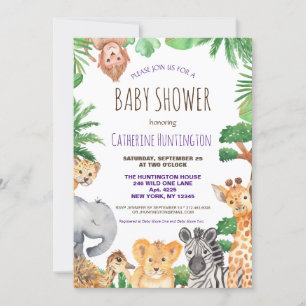 Invitation Jungle Safari Baby shower animal Livres pour bébé