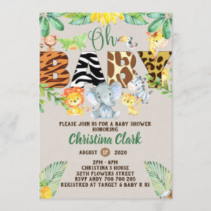 Invitation Jungle Safari Baby shower non sexiste