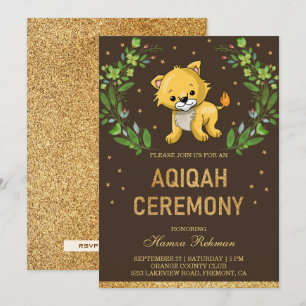 Invitation Jungle Safari Bébé Lionceau Aqiqah