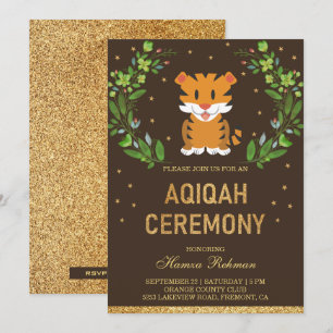 Invitation Jungle Safari Bébé Tigre Mignon Aqiqah