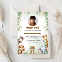 Jungle Safari Birthday Boy Invitation, Wild One