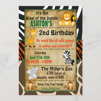 Invitation Jungle Safari fête d'anniversaire