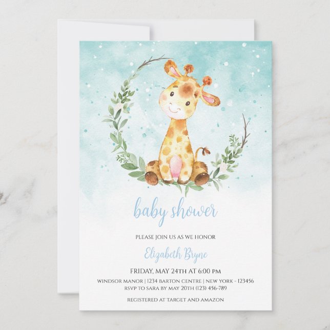 Invitation Jungle Safari Garçon Baby Shower (Devant)