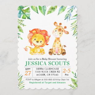 Invitation Jungle Safari Green Baby Boy Douche Sprinkle Lion