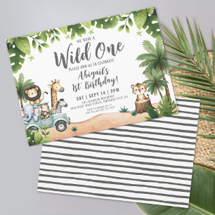 Invitation Jungle Safari Horizontal Wild Un 1er anniversaire
