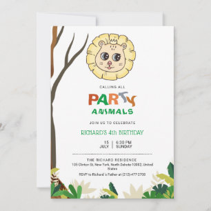 Invitation Jungle Safari Lion Thème Anniversaire de enfant Cé