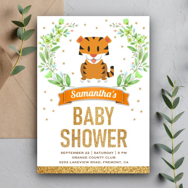 Invitation Jungle Safari mignon Baby shower de tigre (Créateur téléchargé)
