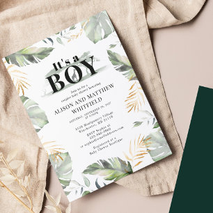 Invitation Jungle Safari Palm Feuilles Baby shower Couples