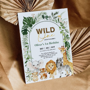 Invitation Jungle Safari Party Animaux Wild Un 1er anniversai