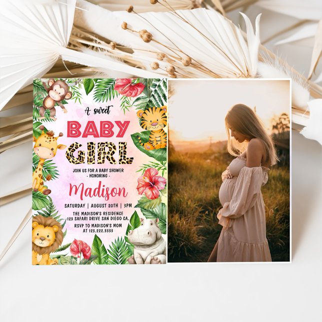 Invitation Jungle Safari Un bébé doux Baby shower photo (Créateur téléchargé)