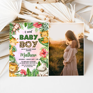 Invitation Jungle Safari Un bébé doux Baby shower photo