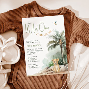 Invitation Jungle Safari Wild One Lion Baby shower