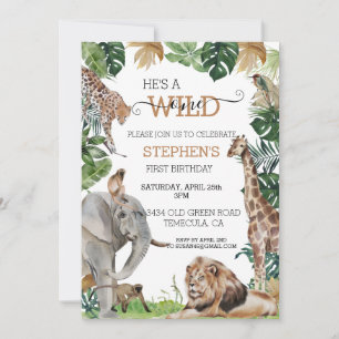 Invitation Jungle Safari Wild Un Anniversaire Lion Aquarelle