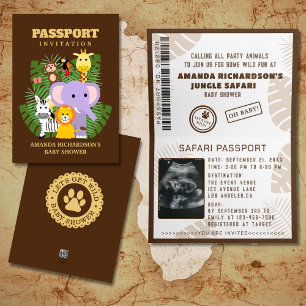 Invitation Jungle Safari Wild Un Baby shower Passeport