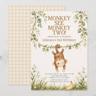 Invitation Jungle Singe Voir Singe Deux 2e Anniversaire Garço