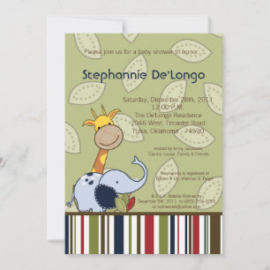 Invitation Jungle Temps Zoo Animaux Lio Baby shower Invitatio