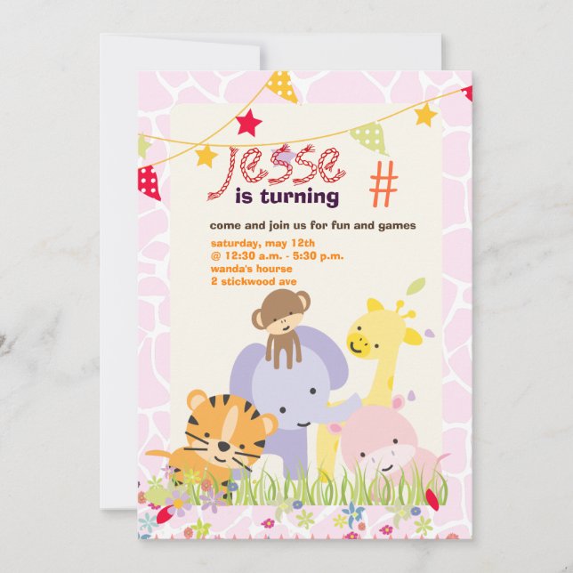 Invitation Jungle Thème/Fête/photo personnalisée (Devant)