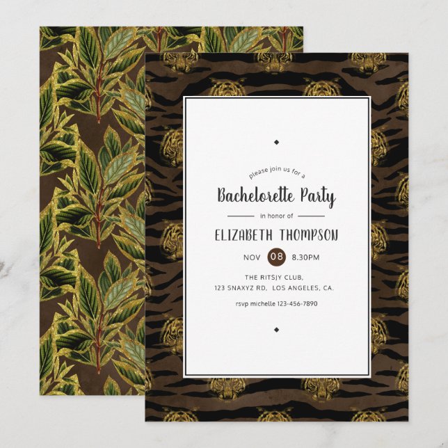 Invitation Jungle Tiger Bachelorette (Devant / Derrière)