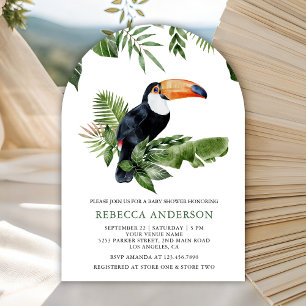 Invitation Jungle Tropical Rustique Charmant Toucan Baby Show