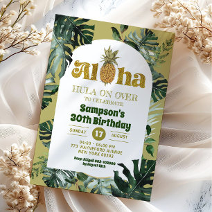 Invitation Jungle Vert Tropical Aloha Anniversaire de l'anana