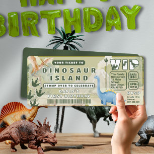Invitation Jungle Volcano Dinosaur Thème Parc Billet Annivers