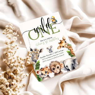 Invitation Jungle Wild One Safari animal premier anniversaire