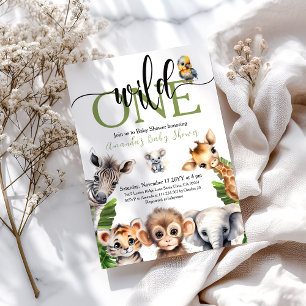 Invitation Jungle Wild One Safari Baby shower animal