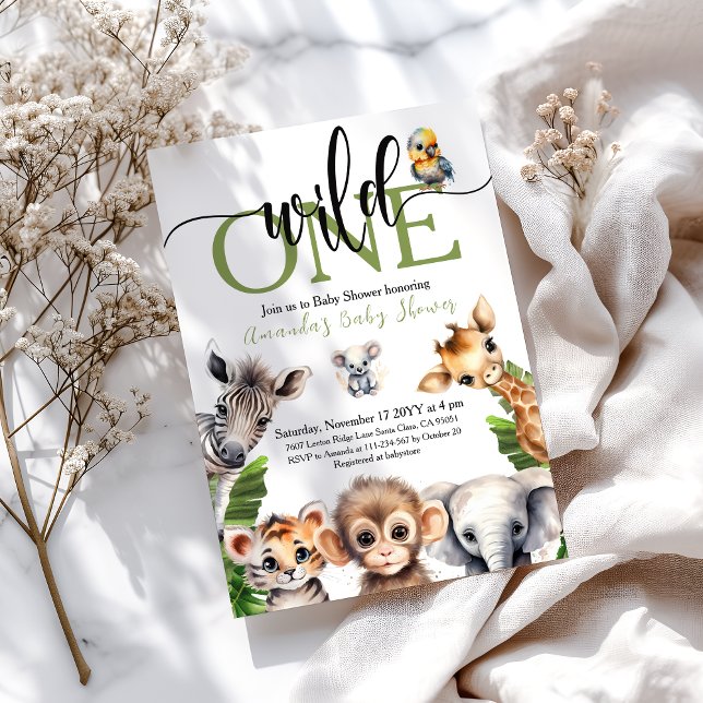 Invitation Jungle Wild One Safari Baby shower animal (Créateur téléchargé)