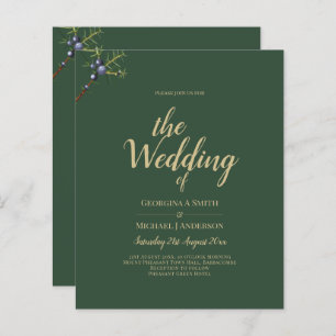 Invitation JUNIPER Green Gold Mariage moderne