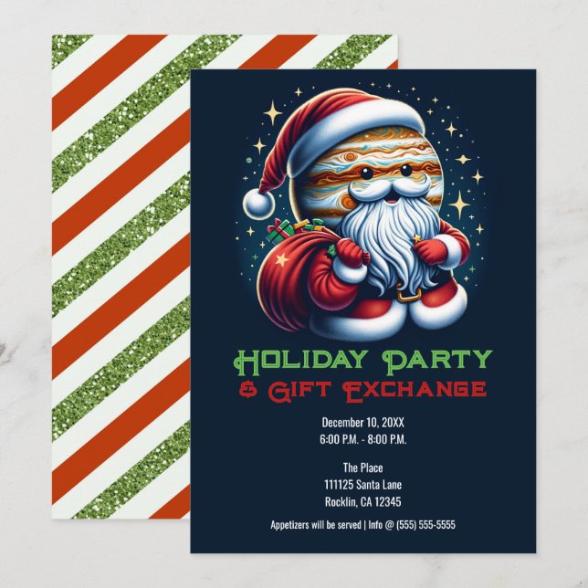 Invitation Jupiter Jolly Old St. Nick Père Noël Vacances (Devant / Derrière)
