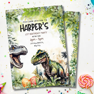 Invitation Jurassic Party T-Rex Dinosaur 1er anniversaire