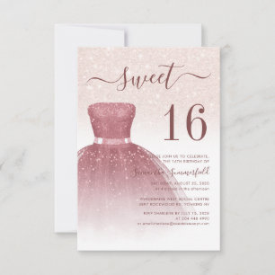 Invitation Jus de Parties scintillant d'or 16 Rose moderne Sw