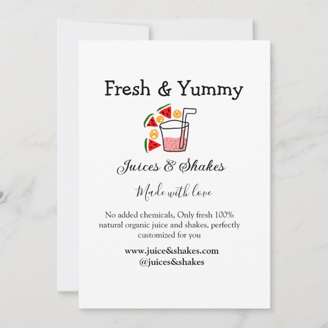 Invitation Jus & secousses restaurant site d'affaires social (Devant)