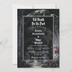 Invitation Jusqu'à ce que la mort gothique ruines roses monog