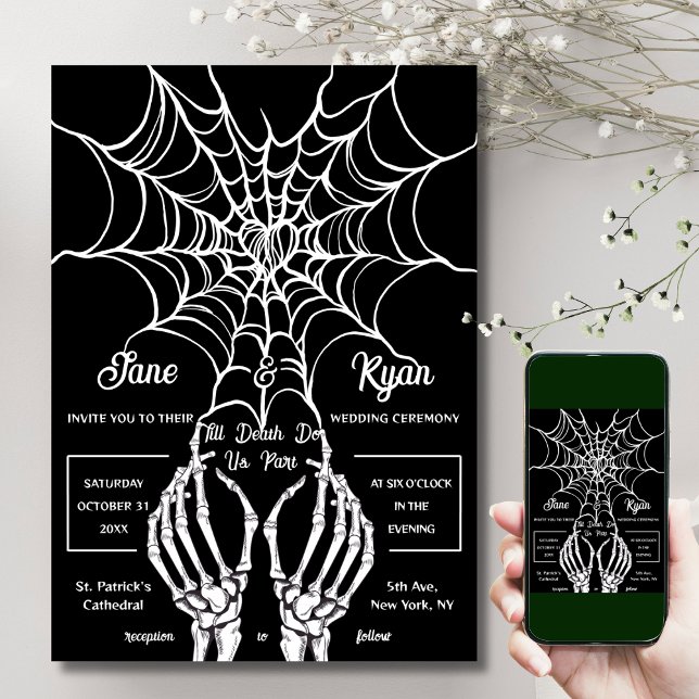 Invitation Jusqu'à ce que la mort nous sépare | Coeur et esqu (Créateur téléchargé)