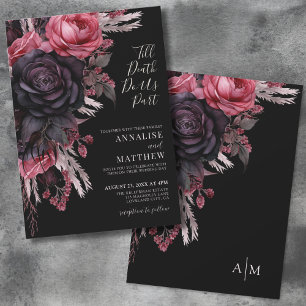 Invitation Jusqu'à ce que la mort nous sépare Gothique Fleurs