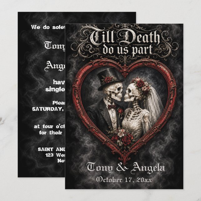 Invitation Jusqu'à ce que la mort nous sépare Mariage (Devant / Derrière)