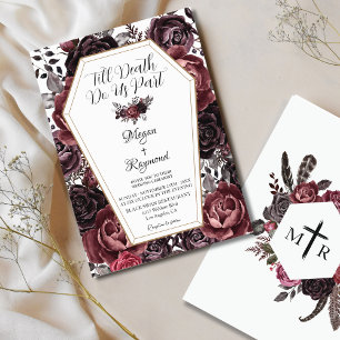 Invitation Jusqu'à ce que la mort nous sépare Mariage gothiq