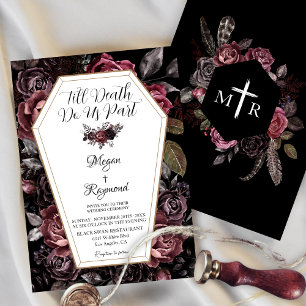 Invitation Jusqu'à ce que la mort nous sépare Mariage gothiqu