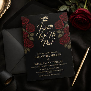 Invitation Jusqu'à ce que la mort nous sépare Rose rouge goth