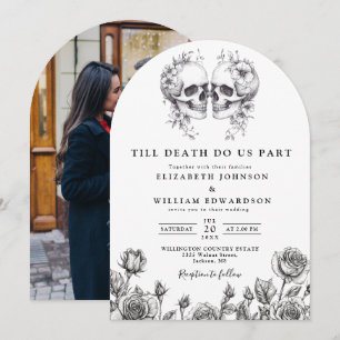 Invitation Jusqu'à la mort Arches de mariage de crânes gothiq