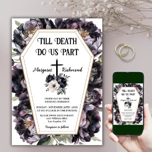 Invitation Jusqu'à la mort   Black Peonies Coffin Mariage got